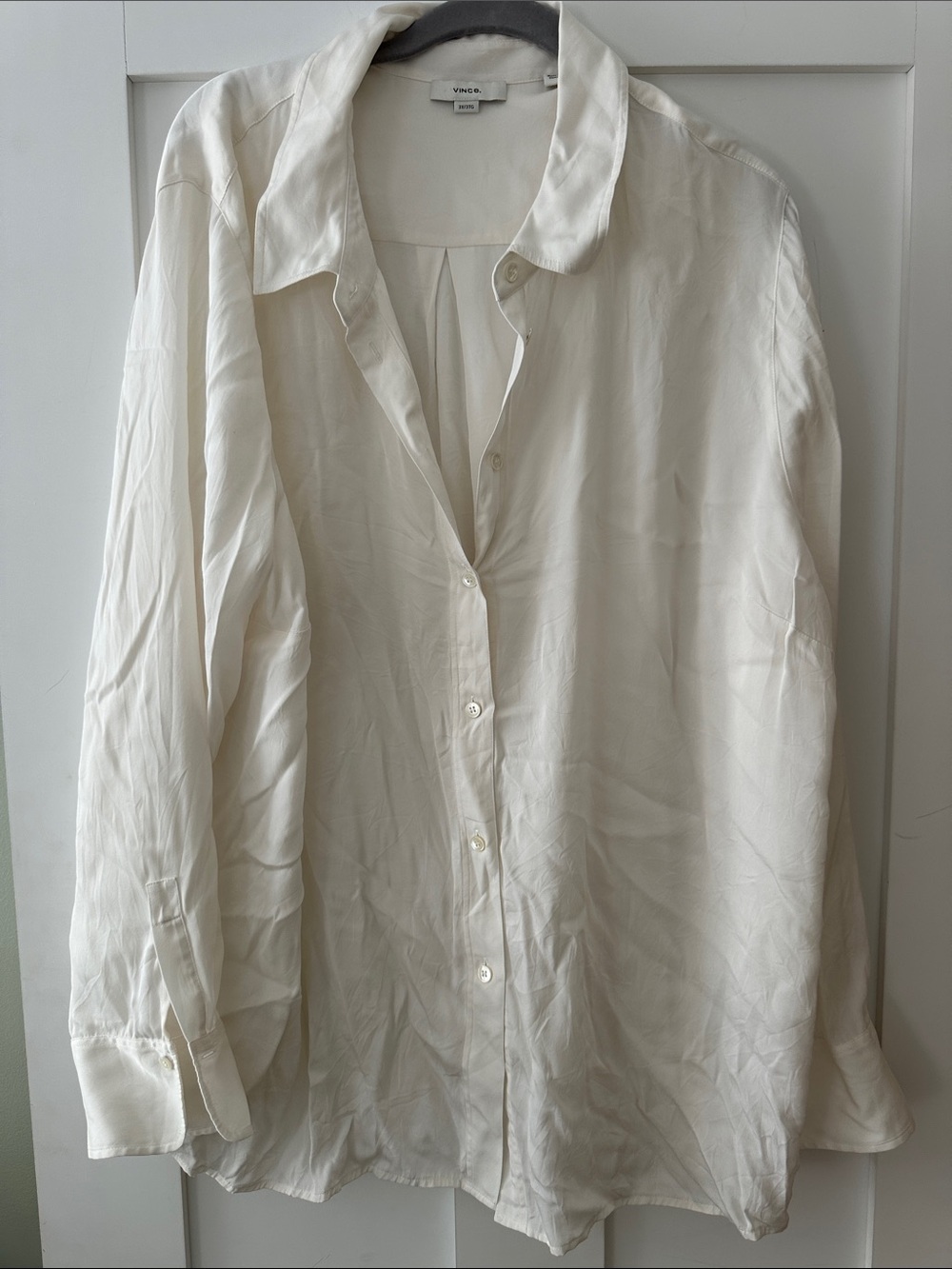Vince Ivory Long-Sleeve Silk Button-Up Blouse 07